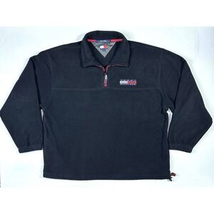 Tommy Hilfiger Fleece Jacket Men's XL Long Sleeve Black 1/4 Zip